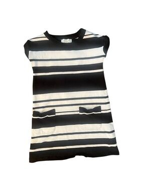 Kate Spade Black & White Striped Bow Pocket Dress Size 5T (110) VGUC